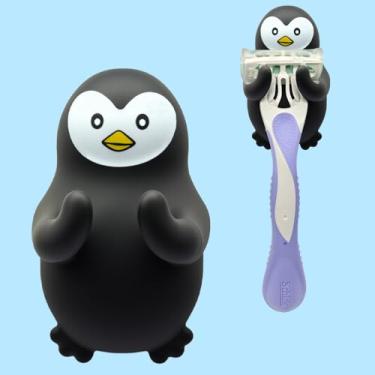 Imagem de Penguin Suporte de lâmina de silicone à prova d'água, para banheiro, cozinha, sala de estar, escritório, tampões de barbear, toalhas, suporte de lâmina de animal para mulheres, presentes engraçados