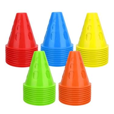 Imagem de AKAZA Pacote com 50 mini cones de treinamento de 7,6 cm, cones de treinamento de agilidade de plástico colorido brilhante para futebol, basquete, patinação – exercícios esportivos infantis, marcadores
