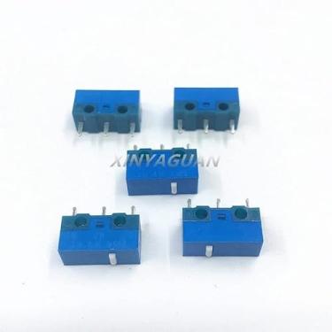 Imagem de Interruptor 5 peças mouse micro interruptor concha azul ponta branca 20 milhões de vezes mouse de computador interruptor de botão de 3 pinos