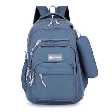 Imagem de Mochila Executiva Escolar Com Estojo De Grande Capacidade Nylon Impermeável - Azul