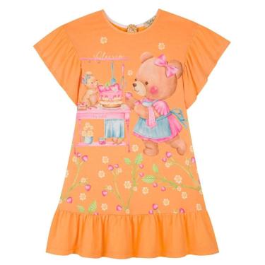Imagem de Vestido Curto Infantil Malha Ursinho/ Aniversário Alecrim Kukiê-Feminino