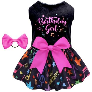 Imagem de CuteBone Vestido de aniversário para cães de veludo, férias, roupas para cães pequenos, roupa para animais de estimação, saia de cachorro, saia com laço de cabelo CVA50M-D