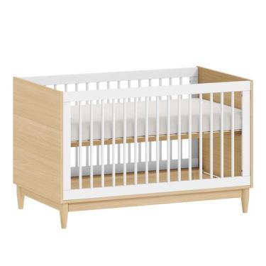 Imagem de Berço 2 em 1 Tomi  Branco com Carvalho Malva - Quater