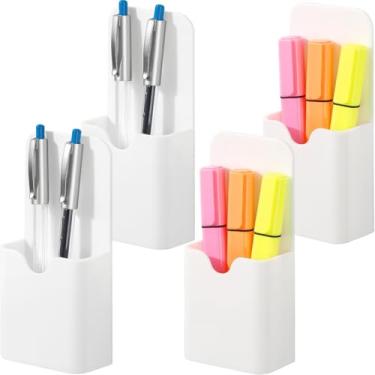 Imagem de BEYGORM Pacote com 4 marcadores magnéticos para quadro branco, organizador de copo magnético atualizado de 1,5 mm para marcadores apagáveis a seco, lápis, ideal para sala de aula, escritório