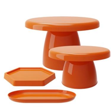 Imagem de Kit Festa com 1 Boleira Popi 18x11, 1 Mini cake 8x13, 1 Bandeja sextavada 16 e 1 Bandeja Popi 22(LA - LARANJA)