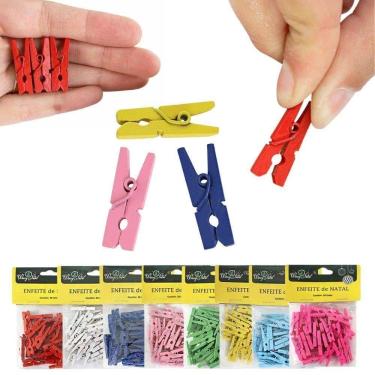 Imagem de Kit 90 Mini Pregador De Madeira Colorida Para Fotos Artes