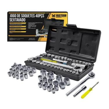 Imagem de Kit Chaves Jogo Catraca Reversível Soquetes 40 Peças Maleta Fasterr