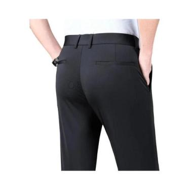 Imagem de Calças De Terno Masculinas Em Seda Gelada Verde Exército E Azul, Elást