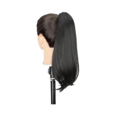 Imagem de Extensão De Rabo De Cavalo Sintético Longo E Liso De 40cm 50cm Com Cli