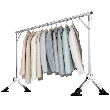 Imagem de Escorredor de roupas dobrável – Rack de roupa dobrável resistente, suporte de aço inoxidável para uso interno/externo, secadora de roupas durável e portátil
