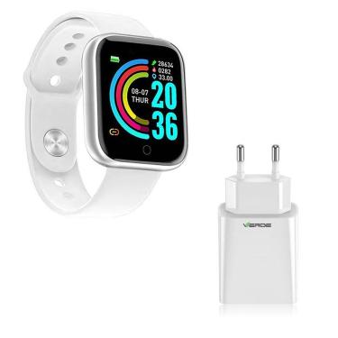 Imagem de Kit 1 Relógio Smartwatch Branco + 1 Base De Carregador