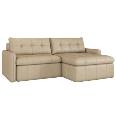 Imagem de Sofá Retrátil 2 Lugares Para Sala De Estar 184cm Zuno P08 Couro Bege - Lyam Decor