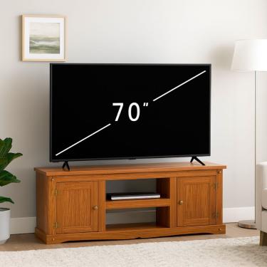 Imagem de Rack para TV até 70 Polegadas Madeira Maciça Carvalho Rústico Elliottiis Marin Brasil