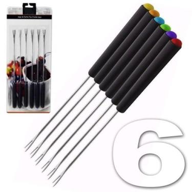 Imagem de Kit 6 Peças Garfos Espeto Para Fondue Em Inox Pontas Color - kehome