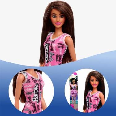 Imagem de Boneca Barbie Fashion Morena Vestido Rosa Hrh09 - Mattel
