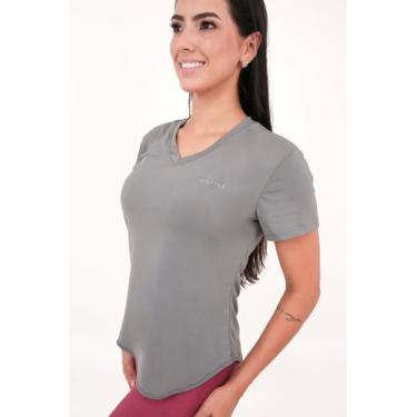 Imagem de Camiseta Feminina Mirage Monttês Slim DryFit, Chumbo, M