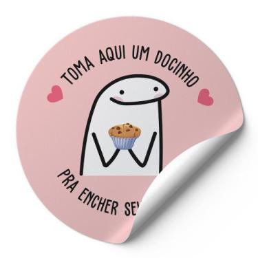 Imagem de 120 Etiquetas Auto Colante Adesivos Redondos Meme Bentô Flork "Toma Aq
