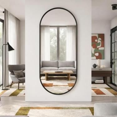 Imagem de Espelho Oval Grande Corpo Inteiro com Moldura 170x70 Decoração Elegant