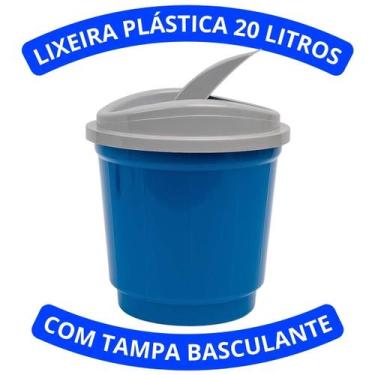 Imagem de Lixeira Tampa Basculante Banheiro Cozinha Plastico 20lts Resistente - 
