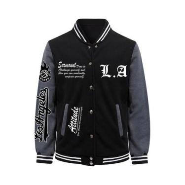 Imagem de Jaqueta Casual Masculina De Moletom Solta Estilo Beisebol Para Outono 