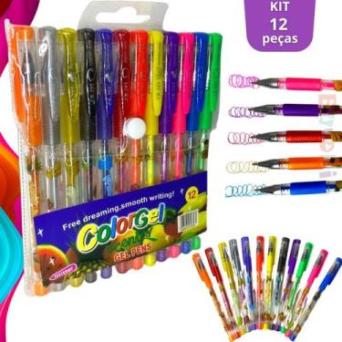 Imagem de Canetas Gel Com Glitter Perfumadas Cheiro De Frutas - - Europio, Kit C