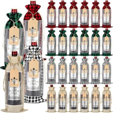 Imagem de Conjunto de sacolas de presente para garrafas de vinho, estilo serapil