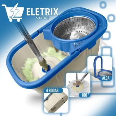 Imagem de Mop Giratório 360 Flash Clean com Balde Centrífugo Inox 10,5L Esfregão