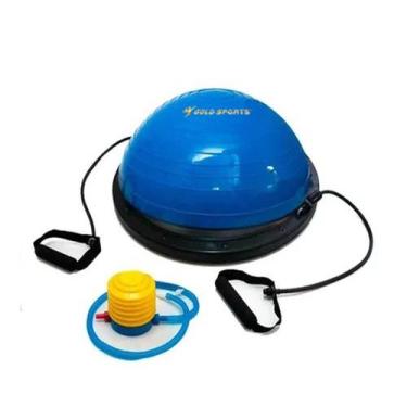 Imagem de Meia bola bosu Gold Sports Power com bomba e alças, Único, Azul royal,