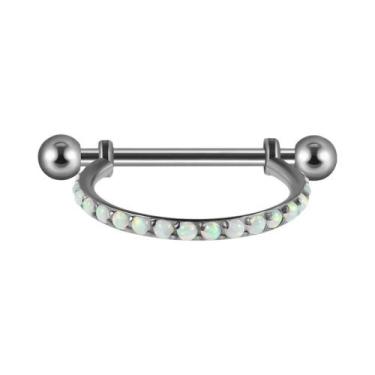 Imagem de Brinco De Titânio Com Micro Opala E Zircônia Cristal 16g Para Piercing