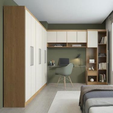 Imagem de Roupeiro Modulado Selene de Canto 12 Portas 7 Gavetas 1 Aereo - Soluzi