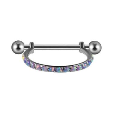 Imagem de Brinco De Titânio Com Micro Opala E Zircônia Cristal 16g Para Piercing