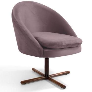 Imagem de Poltrona Decorativa Giratória Base X Rafa C06 Veludo Rosê C-305 - Lyam