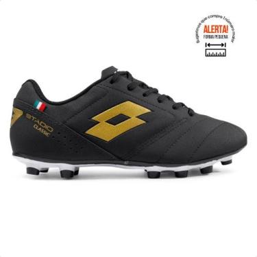 Imagem de Chuteira Campo Lotto Stadio Classic B700 Masculina, Preto, Dourado, 37