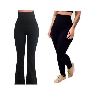 Imagem de Calça Bailarina + Legging Cós Alto Modelador Suplex Poliamida Alta Com