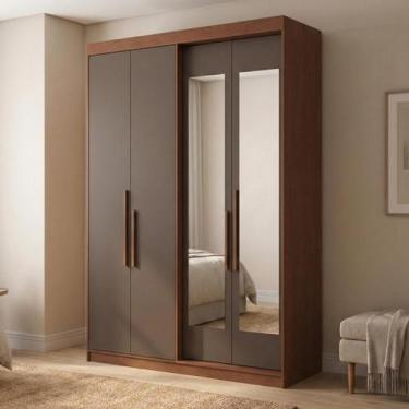 Imagem de Guarda Roupa Solteiro com Espelho 4 Portas 2 Gavetas 100% MDF Manila C