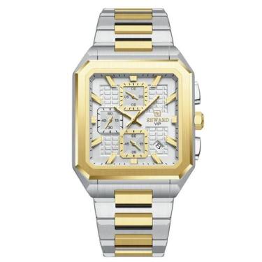 Imagem de Relógio multifuncional masculino quadrado moda luminosa reward -, Dour