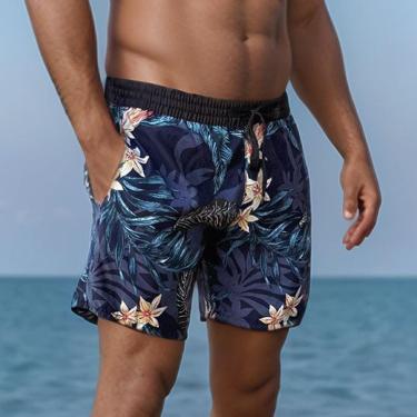 Imagem de Short Praia Masculino Bermuda Curta Tactel Estampado Floral-Masculino