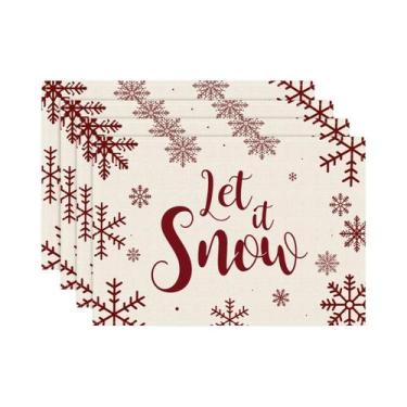 Imagem de Sousplat De Natal 12x18 Polegadas Com Estampa De Floco De Neve E Rena,