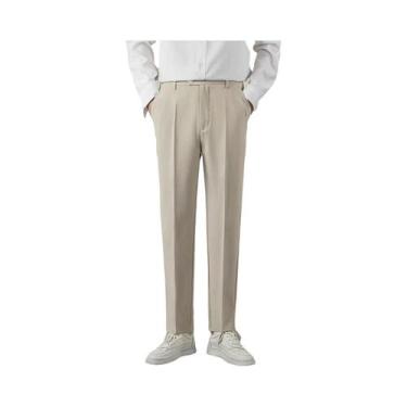 Imagem de Calças Casuais Slim Fit De Cor Sólida Para O Verão Masculino, Moda Clá