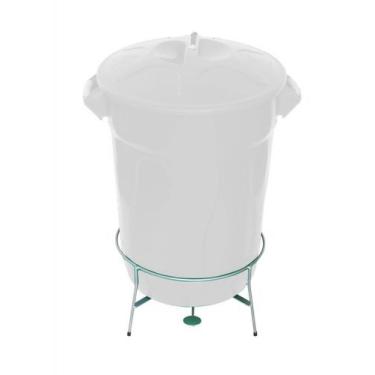 Imagem de Jj.e8g - lixeira plástica com pedal em aço 100l - JJ Comércio, Branco