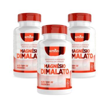 Imagem de Kit 3 Magnésio Dimalato 60 Cápsulas - Nutrivale, Sem Sabor