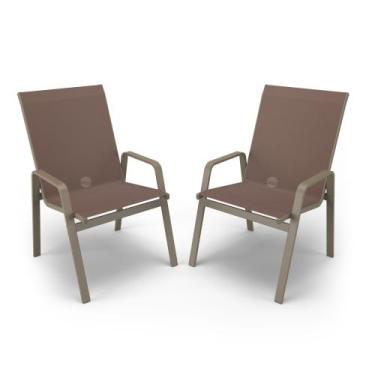 Imagem de Kit 2 Cadeiras Riviera Piscina Jardim Alumínio Fendi Tela - Aluv Móvei