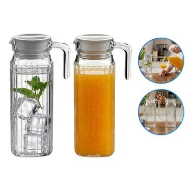 Imagem de Kit Conjunto 2 Jarra Clássica Vidro Para Suco Água 1 Litro - Wellmix