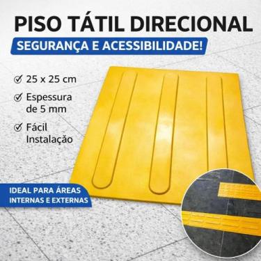 Imagem de Piso Tátil PVC 25x25cm Direcional - Dupla Face - 10 Peças - WAT Acessi