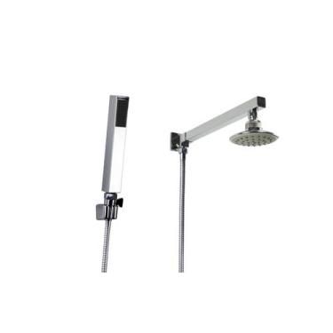 Imagem de Ducha ABS 10 cm Redonda com Cano de Parede 30 cm e Desviador com Ducha