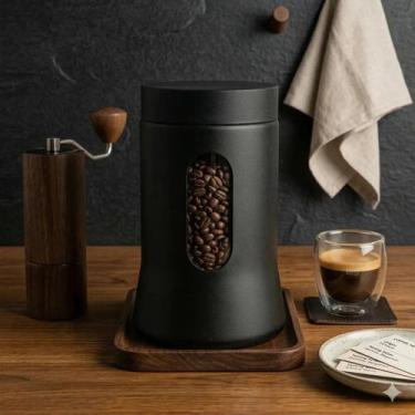 Imagem de Pote De Vidro 1l Hermético Tampa Nero Com Visor Cozinha - Hauskraft