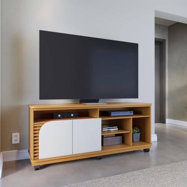 Imagem de Rack Bancada Jurerê 1.5 para Sala de TV até 65 Polegadas Naturale Off White Matte Colibri