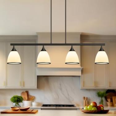 Imagem de OTeedo - Lustres modernos de 4 luzes para sala de jantar, preto