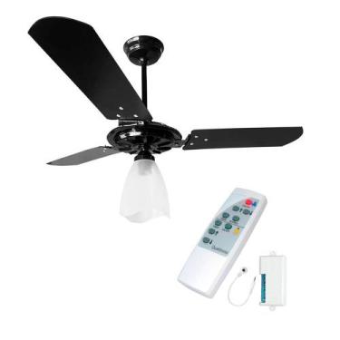 Imagem de Kit ventilador teto yris motor potente ventex c/ controle remoto, Pret