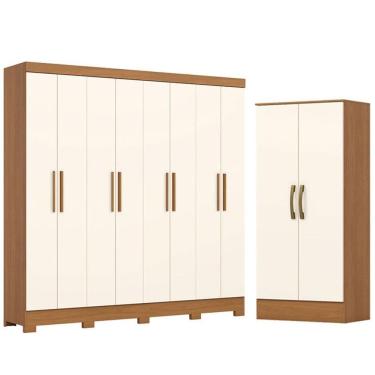Imagem de Guarda Roupa Casal 8 Portas 4 Gavetas Prime B51 Com Armário Multiuso Prime Cinamomo Off...